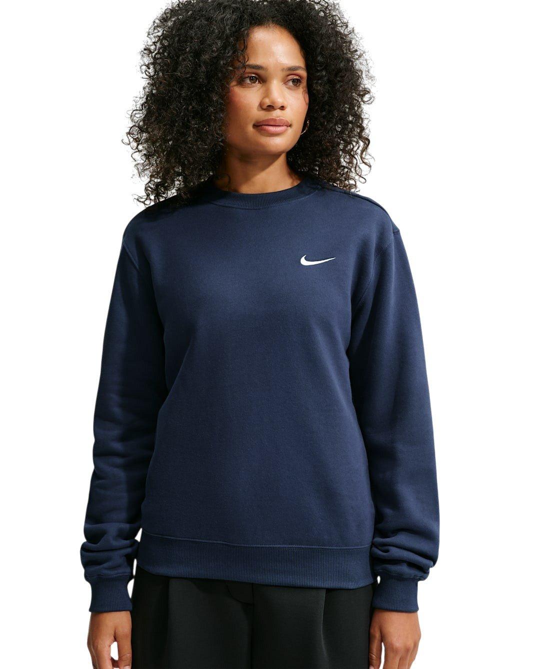 Nike Women's Studio Fleece Medium Weight Crewneck Sweatshirt - Navy - NAVY